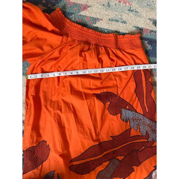 Anthropologie Maeve Orange One-Shoulder Embroidered Maxi Dress - Picture 7 of 13